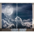 thumbnail image 1 of Ambesonne Night Sky Curtains 2 Panel Set, Celestial Photo Full Moon, 108" x 84", Dark Blue White, 1 of 3