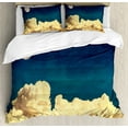thumbnail image 1 of Night Sky Duvet Cover Set, Fantasy Sky Stars Full Moon and Fluffy Clouds Vintage Style Art Picture, Decorative 3 Piece Bedding Set with 2 Pillow Shams, Queen Size, Dark Blue White, by Ambesonne, 1 of 3