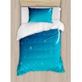 thumbnail image 1 of Night Sky Duvet Cover Set, Starry Crescent Moon Nebula Galaxy Astronomy Cosmos Sleep Well Theme, Decorative 2 Piece Bedding Set with 1 Pillow Shams, Twin Size, Royal Blue and White, by Ambesonne, 1 of 3