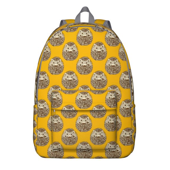 Night Sky Hedgehog Backpack – Cute Forest Scene with Floral Artistic Pattern and Adorable Cartoon Print for Students and Travel