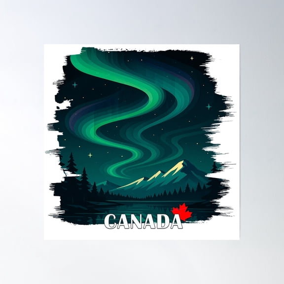 Night Sky In Canada Poster Wall Art, Modern Wall Decor, 24x24 UNFRAMED