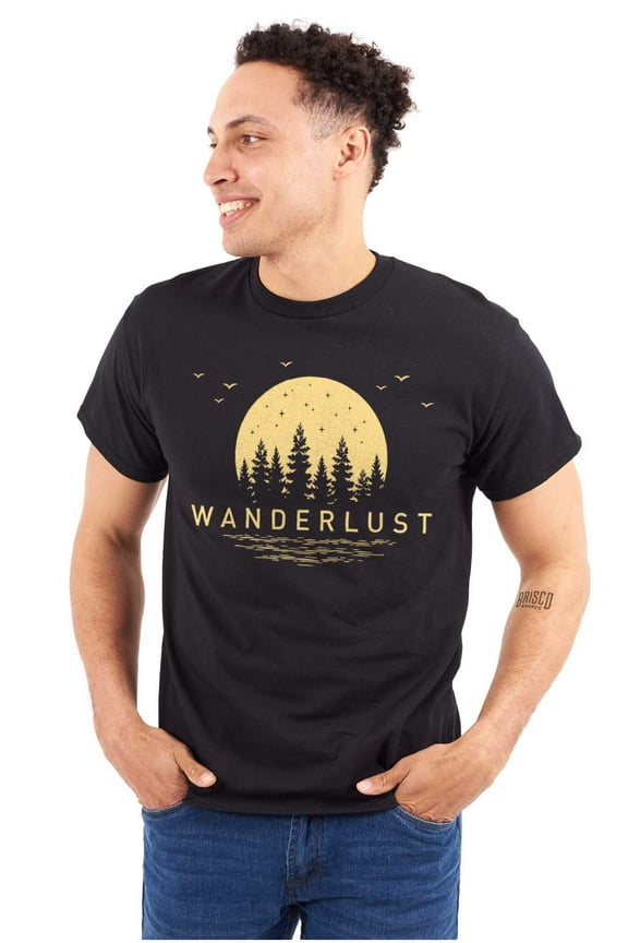 Night Sky Moon Outdoor Wanderlust Men's Graphic T Shirt Tees Brisco Brands S