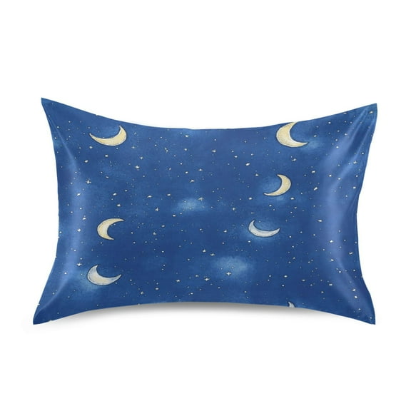Night Sky Moon Pattern Luxury Silky Soft Pillowcase Standard Size Wrinkle Resistant Envelope Closure 20x26in