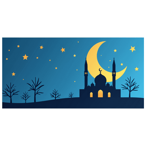 Night Sky Mosque Silhouette Eid Celebration Backdrop Banner Starry Decoration Islamic Festive Holiday Party Ramadan Mubarak Decor Photography Props