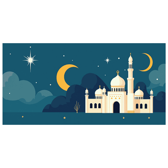 Night Sky Mosque Silhouette Eid Celebration Backdrop Banner Starry Decoration Islamic Festive Holiday Party Ramadan Mubarak Decor Photography Props