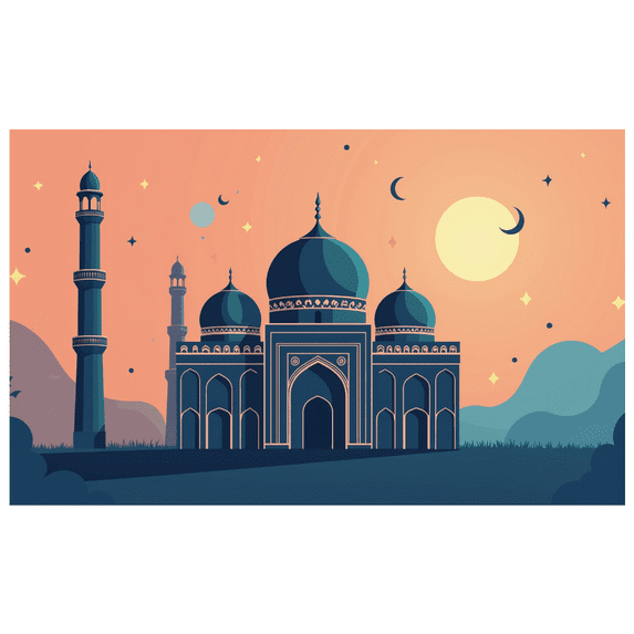 Night Sky Mosque Silhouette Eid Celebration Backdrop Banner Starry Decoration Islamic Festive Holiday Party Ramadan Mubarak Decor Photography Props