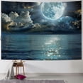 thumbnail image 1 of Night Sky Ocean Tapestry Full Moon Over Water Tapestry Wall Hanging 3D Watercolor Magical Fantasy Tapestry Wall Art for Bedroom Living Room Dorm Wall Decor, 1 of 6