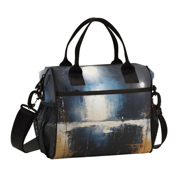 Night Sky Oil Paint Lunch Bag Insulated Lunch Box Leakproof Reusable Cooler Tote Adjustable Shoulder Strap for Men Women 12L