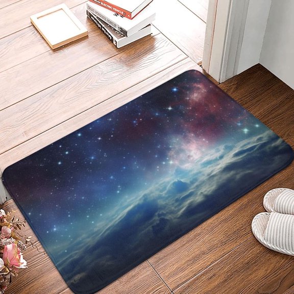 Night Sky Outer Space Doormat Non-Slip Washable Entrance Floor Mat Indoor Outdoor Absorbent Welcome Rug for Kitchen Bedroom Bathroom Home Decor 16 x 24 Inch