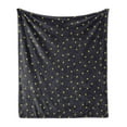 thumbnail image 1 of Night Sky Soft Flannel Fleece Throw Blanket, Hand Drawn Style Yellow Stars and White Dots Celestial Midnight, Cozy Plush for Indoor and Outdoor Use, 70" x 90", Yellow White, by Ambesonne, 1 of 5