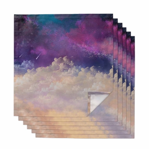 Night Sky Stars Cloth Napkins, Shooting Star Cloud Galaxy Washable and Reusable Dinner Napkins Set of 6, Table Napkin for Kitchen Party Birthday Wedding Hotel Housewarming 20"x20"