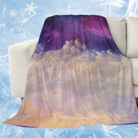 Night Sky Stars Cooling Blanket, Lightweight Breathable Summer Throw Blanket with Double Sided Cold Effect, Shooting Star Cloud Galaxy Picnic Beach Blankets Bed Sheet for Hot Sleepers 30"x40"