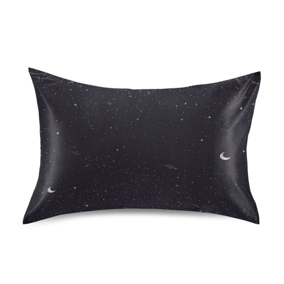 Night Sky Stars Moons Luxury Silky Soft Pillowcase Standard Size Wrinkle Resistant Envelope Closure 20x26in