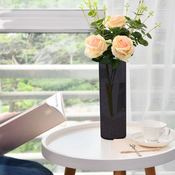 Night Sky Stars Moons Plastic Vase 11.8'' x 3.9'' Transparent Non Breakable Decorative for Family