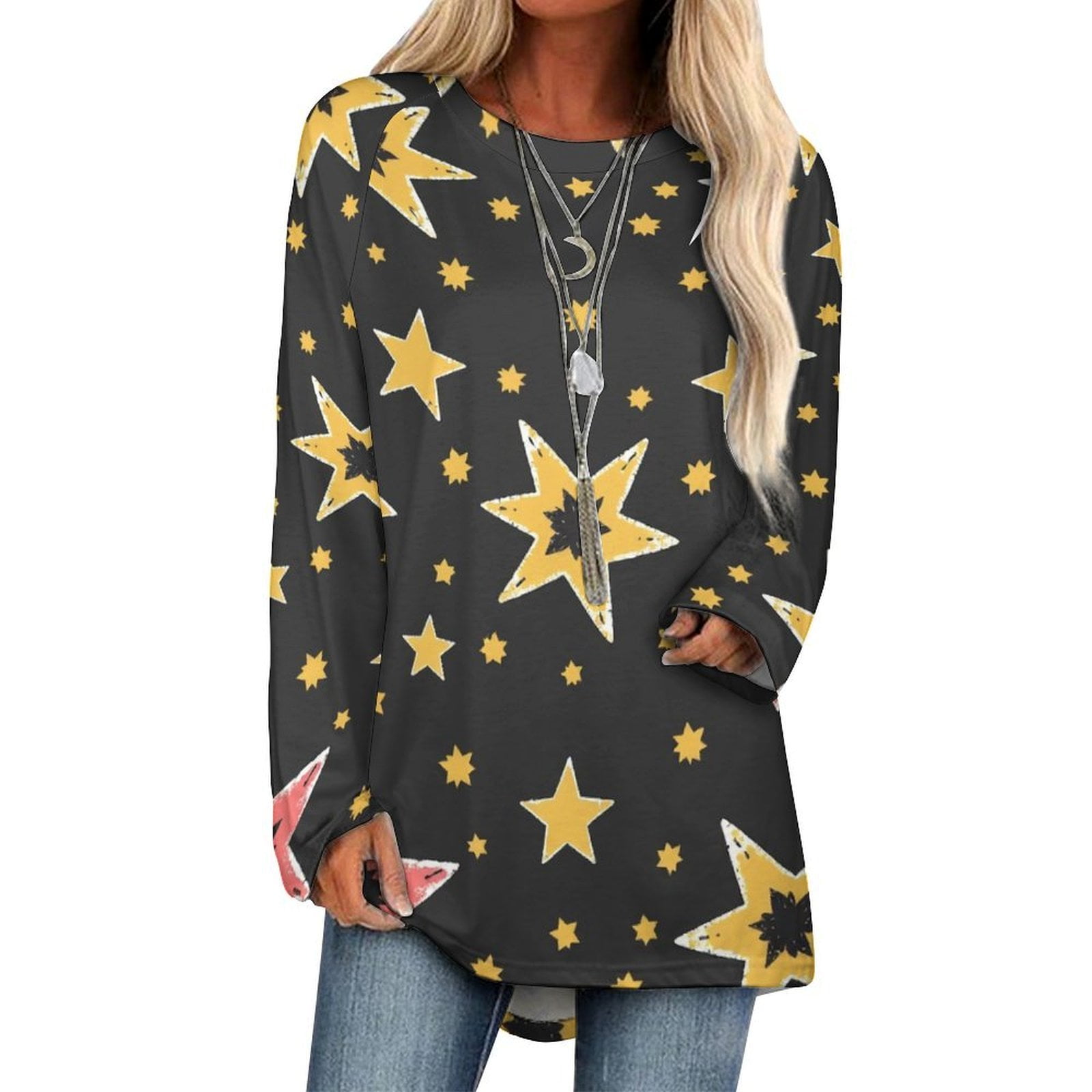 Metero Star Pattern Print Women Long Robe