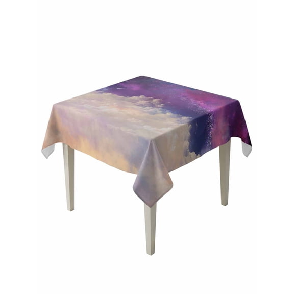 Night Sky Stars Table Cloth, Shooting Star Cloud Galaxy Waterproof Tablecloth for Square Tables, Reusable Washable Fabric Table Cover for Restaurant Kitchen Dining Tables 54"x54"