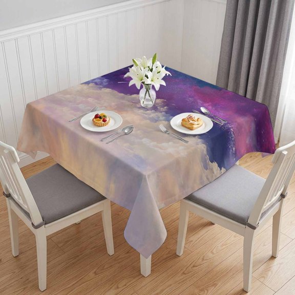Night Sky Stars Table Cloth Waterproof Tablecloths, Shooting Star Cloud Galaxy Tablecloth Dining Table Cover for Kitchen Party Tabletop Outdoor, Square Tablecloth 54x54 Inch