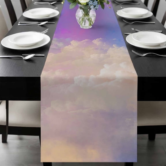 Night Sky Stars Table Runner 60 Inches Long, Shooting Star Cloud Galaxy Kitchen Coffee Dining Table Decoration for Home Party Birthday Wedding Home Decor 13x60 Inches