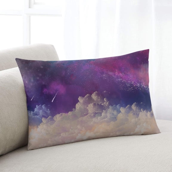 Night Sky Stars Throw Pillow Covers, Shooting Star Cloud Galaxy Soft Breathable Pillow Cases with Invisible Zipper for Sleeping, Body Pillowcases for Couch Bed Sofa Chair 24x36 Inches