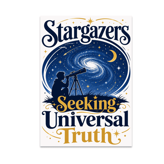Night Sky Telescope Art - Stargazer Enthusiast - 13x19 Poster Print