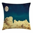 thumbnail image 1 of Night Sky Throw Pillow Cushion Cover, Fantasy Sky Stars Full Moon and Fluffy Clouds Vintage Style Artwork Picture, Decorative Square Accent Pillow Case, 20 X 20 Inches, Dark Blue White, by Ambesonne, 1 of 2