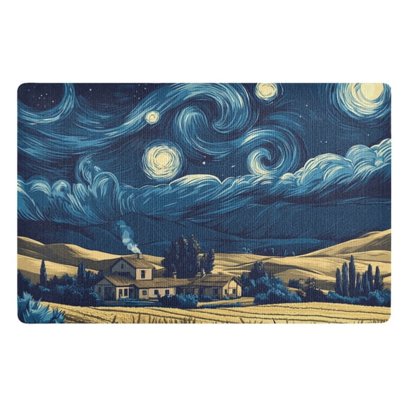 Night Sky over Fields Floor Door Mat Outdoor Indoor for Home Entrance Welcome Mats 32"x20"