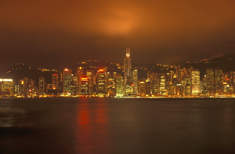 Night Skyline Canvas Art - Carson Ganci Design Pics (17 x 11)