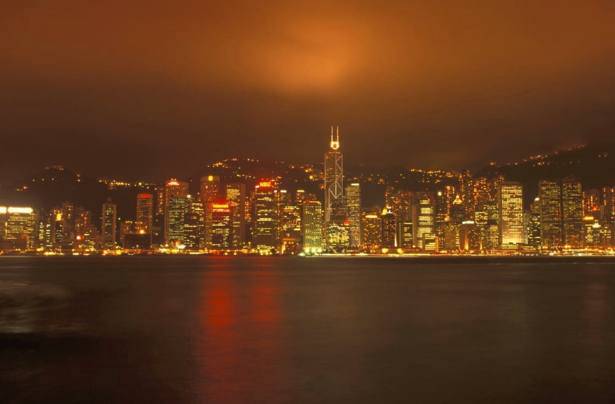 Night Skyline Canvas Art - Carson Ganci Design Pics (34 x 22)