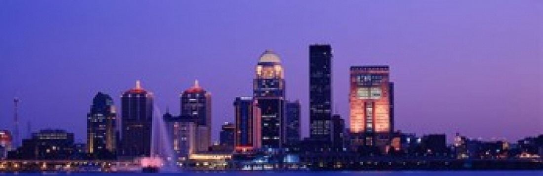 Night Skyline Louisville KY Canvas Art - Panoramic Images (37 x 12)