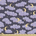 thumbnail image 1 of Night Sofa Upholstery Fabric by the Yard, Fluffy Clouds and Crescent Moon Stars in the Nighttime, Decorative Fabric for DIY & Home Accents, 3 Yards, Lavender Dark Indigo by Ambesonne, 1 of 4