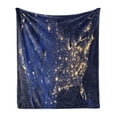 thumbnail image 1 of Night Soft Flannel Fleece Blanket, Continent America by Night As Seen from Outer Space Vibrant View Planet Earth, Cozy Plush for Indoor and Outdoor Use, 60" x 80", Mustard Navy Blue, by Ambesonne, 1 of 5