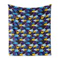 thumbnail image 1 of Night Soft Flannel Fleece Throw Blanket, Sleep Theme with Clouds Crescent Moon and Sun Have a Dream Graphic Illustration, Cozy Plush for Indoor and Outdoor Use, 70" x 90", Multicolor, by Ambesonne, 1 of 5