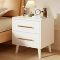 thumbnail image 1 of Lofka Night Stand 2 Drawer for Bedroom, Nightstand Bedside Table with Gold Handle, Smooth-Gliding Drawers, 20"H White, 1 of 11