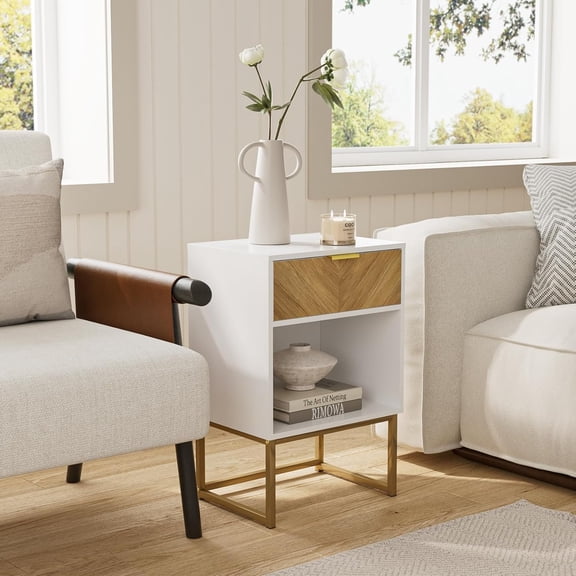 Night Stand,Bed Side Table Modern Nightstand Boho with Storage Drawer Side End Table for Bedroom,Living Room,Office,White