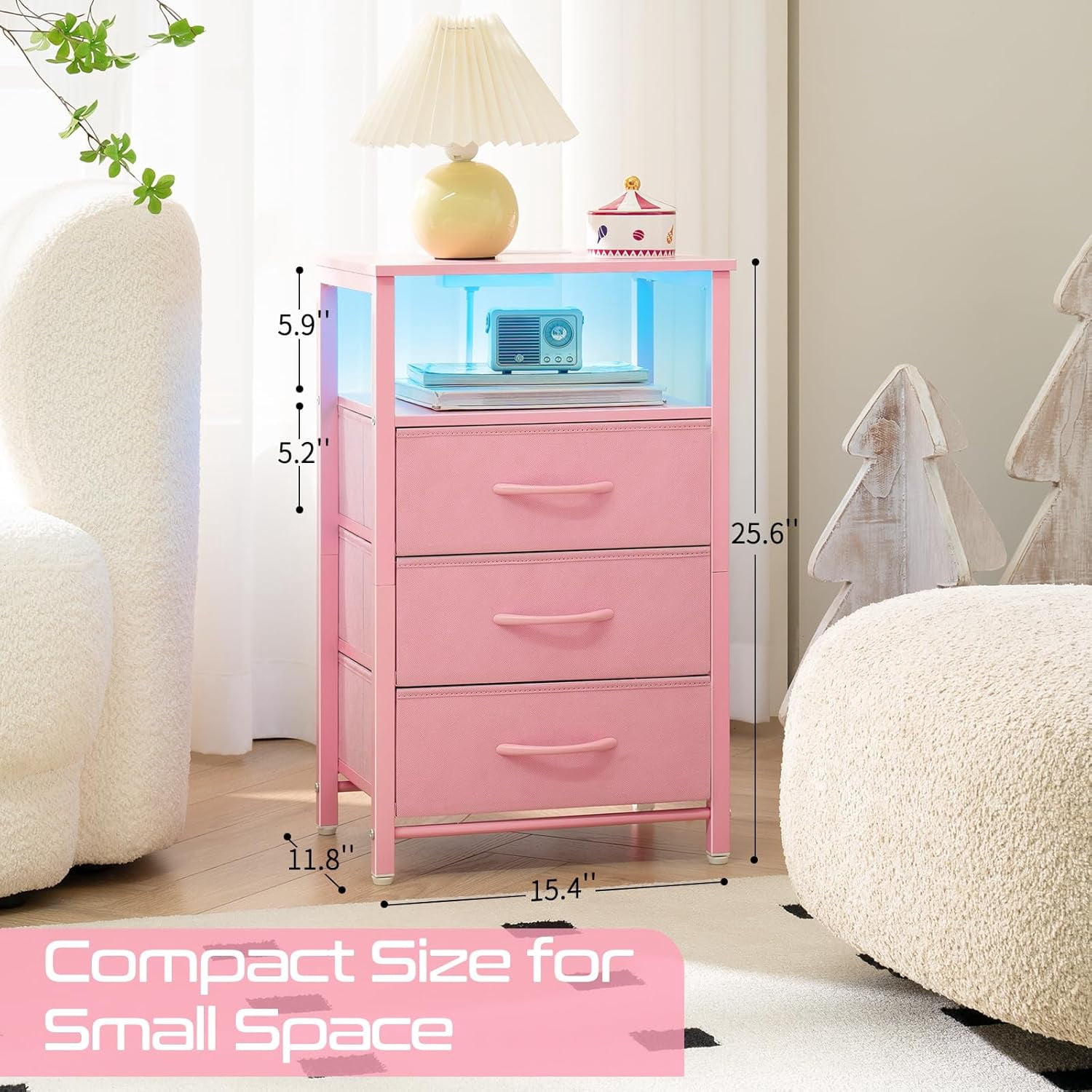 Night Stand with Charging Station, 16 Colors LED Nightstand with USB ...