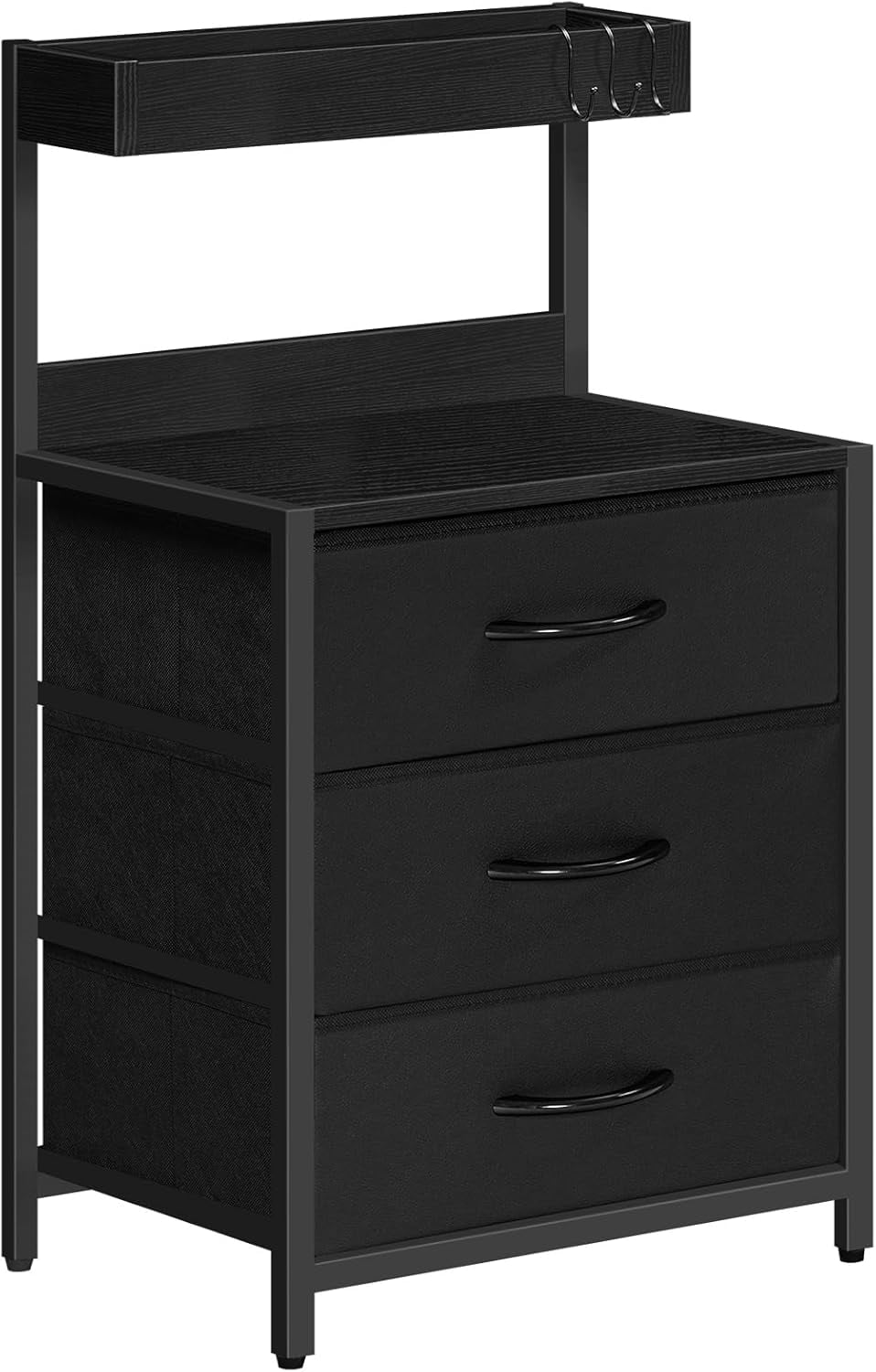 Storage Room Night Night Stand, Nightstand with 3 Fabric Storage Drawers, Bedside Table ...