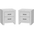 thumbnail image 1 of Night Stand Set of 2, Bedside Table with 2 Storage Drawers, Modern Nightstand with Smooth Slideway, Bed Desk for Bedroom, Living Room, White (17.7"x15.7"x19.7"), 1 of 17