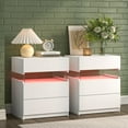 thumbnail image 1 of Night Stand Set 2 Bedside Table with Gun Drawer LED Night Stand for Bedroom Modern LED Nightstand with 3 Drawers End Side Table, 1 of 16