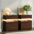 thumbnail image 1 of Night Stand Set 2 LED Nightstands for Bedroom Set of 2 Modern Bedside Table with 3 Drawers End Side Table, 1 of 16