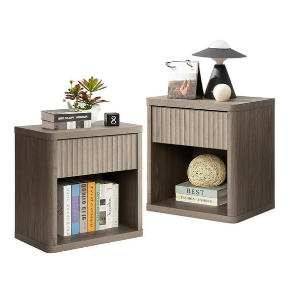 Night Stand Set of 2,Nightstands Set of 2 with Drawer, Modern Night Stand for Bedroom,2-Tier Side Table with Drawer and Storage Shelf,Bedside Table End Table,for Bedroom Living Room Sofa Couch Office