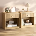 thumbnail image 1 of Night Stand Set of 2 Nightstands with Drawer, Large Modern Fluted Bedside Table Bed Side Table End Table with Storage for Bedroom, Living Room, Sofa, Office,Natural Oak, 1 of 7