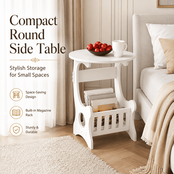 Night Stand Small Bedside Table Round End Table with Storage Morden Living Room