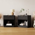 thumbnail image 1 of Pusnapku Night Stand Set of 2, 22" Wood Fluted Bedside Table with Charging Station, Drawer, Open Storage, Farmhouse End Table for Living Room, Bedroom, 1 of 9