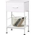thumbnail image 1 of Night Stand with Charging Station, LED Nightstand with Adjustable Fabric Drawer, 3-Tier Storage Bedside Table, Small End Side Tables for Bedroom,, 1 of 7