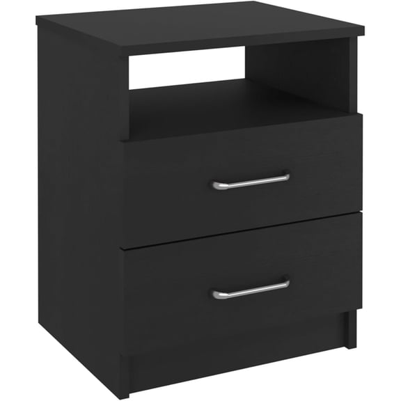 Night Stand with Drawers - Bedroom End Table with Shelf - Espresso Finish