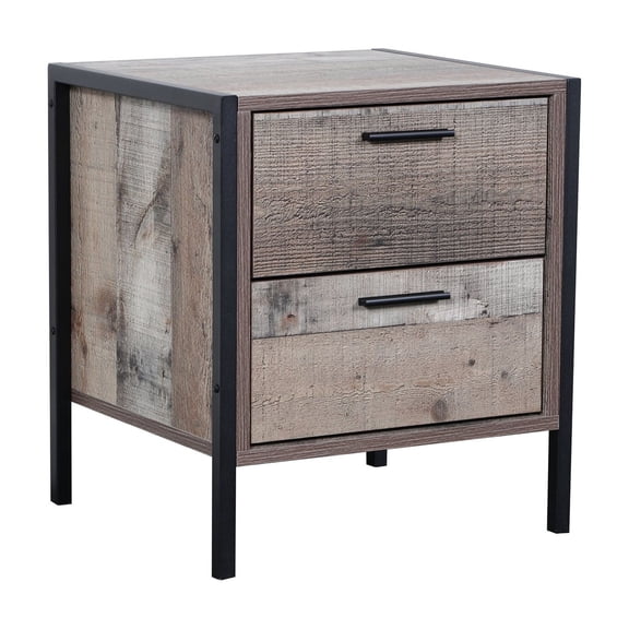 Night Stand with Drawers - Modern Bedroom Side Table with Metal Frame