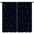 thumbnail image 1 of Night Starry Sky Curtains, Golden Space Stars Fantasy Galaxy Universe Black Cosmic with Gold White Star Rain Print Window Curtains for Kids Bedroom Living Room 42x54 Inch, 1 of 8