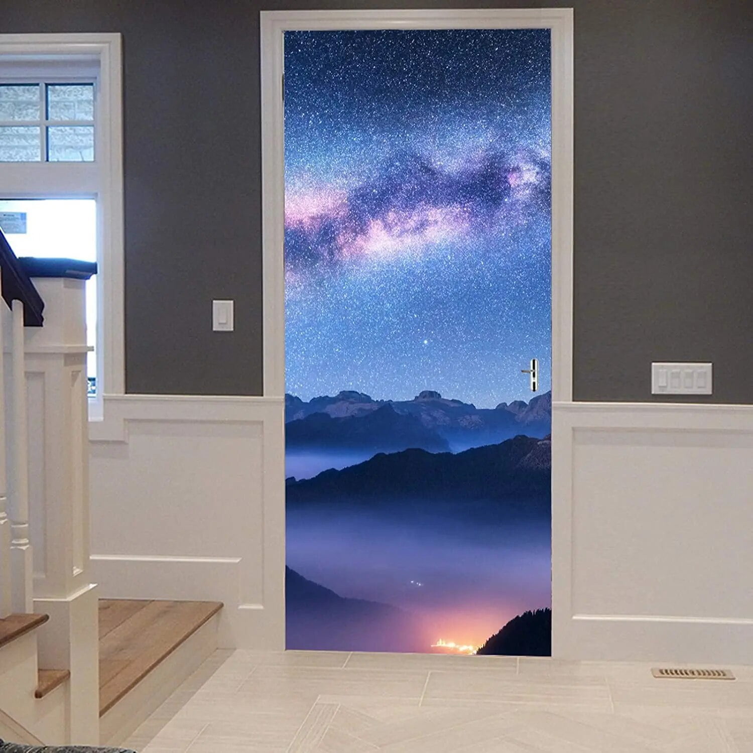 Night Starry Sky Door Stickers Shiny Stars Door Mural Sticker Self ...