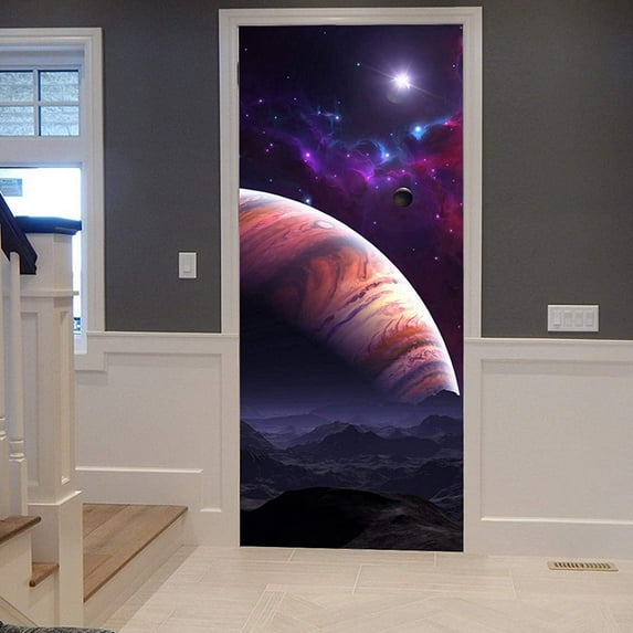 Night Starry Sky Door Stickers Shiny Stars Mural Sticker Self-adhesive Universe Decal Wallpaper Liv