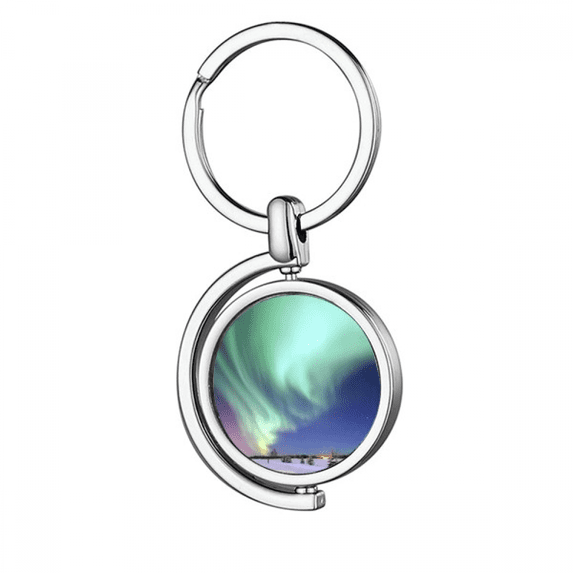 Night Stars Arctic Aurora Snow Rotating Keychain Metal Keyring Holder